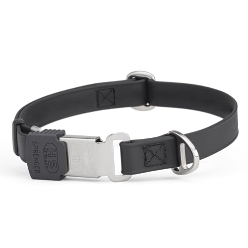 Biothane Waterproof Durable Dog Collar with Herm Sprenger - Quick Release ClicLock Buckle - Fits Medium and Large Dogs - Made in USA (Black, W 3/4" x L 12"-19") - color: Black, size: W 3/4" x L 12"-19"