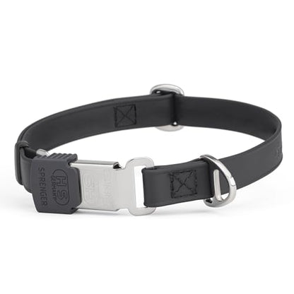 Biothane Waterproof Durable Dog Collar with Herm Sprenger - Quick Release ClicLock Buckle - Fits Medium and Large Dogs - Made in USA (Black, W 3/4" x L 12"-19") - color: Black, size: W 3/4" x L 12"-19"