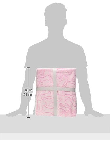 Bone Dry Embossed Bone Print Pet Blanket, Pink, 36x48" - color: Pink