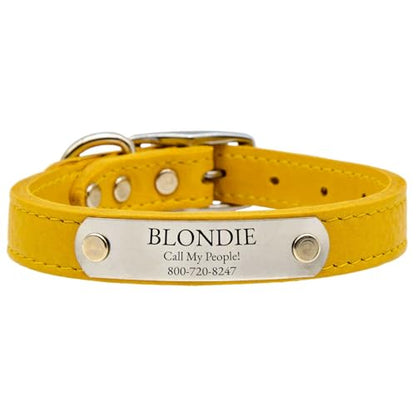 dogIDs Personalized Soft Designer Leather Dog Collar - Adjustable, Odor Resistant, Built-in Custom Laser Engraved Rivet on Name Plate - Tobacco Brown - 1/2 in Wide x 9 in Neck - color: Tobacco Brown, size: 1/2 in wide x 11 in (its 8-10 inch necks)