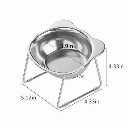 Stainless Elevated cat Bowls 5.9 Inch with Metal Stand Slip Resistant Base 15 Degrees Tilted Raised Pet Dishes Double Bowl Design Food and Water Dish for Cats Kitten Small Dog (2 Pack Raised Bowls) - color: 2 pack raised bowls
