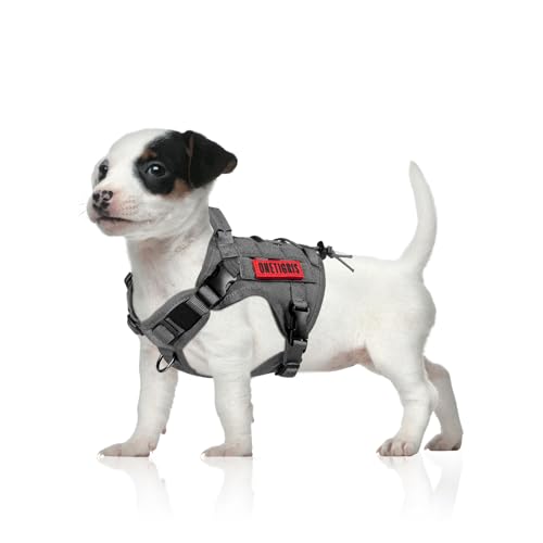OneTigris Tactical Dog Harness Vest,No-Pull Service Dog Vest with Hook & Loop Panels,Adjustable Dog Vest Harness for Walking Hiking Training(Grey,XS) - color: Grey, size: XS