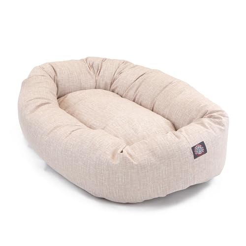 Majestic Pet 40 Inch Bagel Calming Dog Bed Washable – Cozy Soft Round Dog Bed with Spine Support for Dogs to Rest Their Head - Fluffy Donut Puppy Mat 40x29x9 (Inch) Large – Pink - color: Palette Heathered Blush Pink