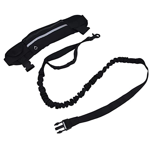 Generic Belt Bag Dog Leash Set, Hands Free Waist Pack with Reflective Strips and D Ring, for Walking Running Hiking Training (Black) - color: Black