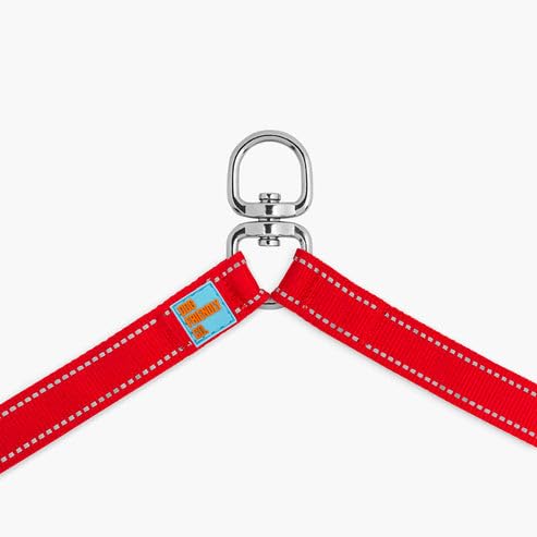 Dog Friendly Co. Leash Splitter | Walk Two Dogs | Complete Control - 360° Swivel, Tangle Free, Adjustable Length, Reflective Webbing, Heavy Duty Clips (Red) - color: Red