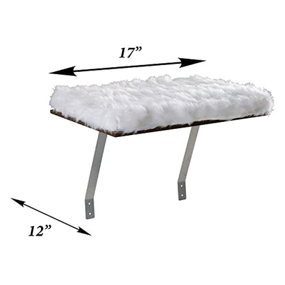 Etna Window Mount Cat Perch - Window Sill Shelf, Padded Cat Wall Bed, Space Saving Furniture for Pets, Removable Faux Sheepskin Cover, Holds 20-35 Pounds