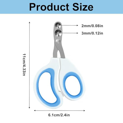 Cat Nail Clippers, Pet Nail Clippers, Cat Claw Trimmers, 2mm & 3mm Circular Cutting Holes for Small Animals Such as Birds, Bearded Dragon, Hamsters, Rabbits, Hedgehogs, Guinea Pigs (Blue) - color: Blue, size: Double Hole
