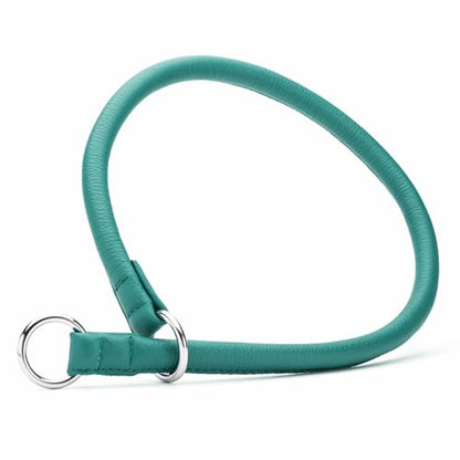 Dogline Soft and Padded Round Leather Choke Collar for Dogs (Teal, W3/8-in x L20-in) - color: Teal, size: W3/8-in x L20-in