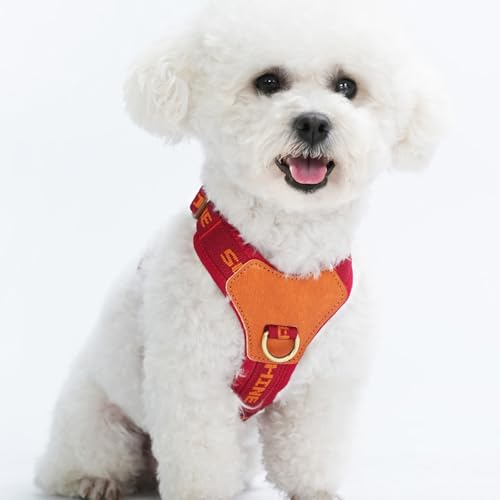Red Dog Harness for Small Dogs, Nylon No Pull Harness with 2 Leash Clips for Walking Running Playing, Puppy Vest Small Sized Dog, Adjustable Soft Padded Light Dog Vest Harness (Red, S) - color: Red, size: S