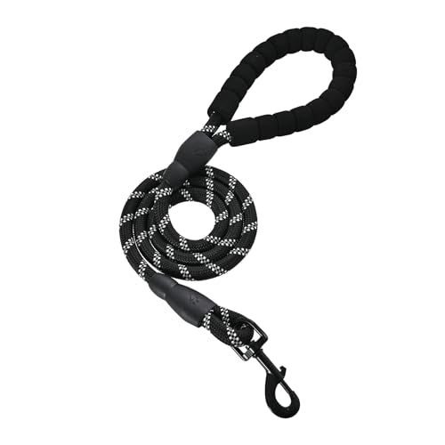 Amazon Basics Round Dog Leash, Heavy Duty, Durable Rope for Small, Medium, and Large Dogs, Lightweight Design for Walking, Training, and Outdoor Activities, Black, 4 Ft - color: Black, size: Small
