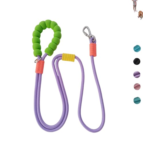 Hands Free Dog Leash,Adjustable Bungee Waist & Crossbody Leash with Comfortable Handle,Heavy Duty Nylon Rope for Small to Large Dogs,Safety Lock for Running,Hiking,Walking (Purple) - color: Purple, size: 5ft