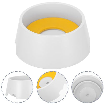 PRETYZOOM No-Spill Dog and Cat Water Bowl with Buoyancy Float, Plastic Splash-Proof Slow Water Feeder for Small Pets, Yellow Upgrade Version for Neck Protection and Indoor Use