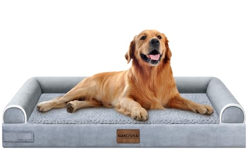 Large Dog Bed Orthopedic Washable: Beds Bolster XL Bed Big XLarge Dogs Memory Foam Couch Sofa Waterproof with Removable Cover - color: Light Grey, size: 40.0"L x 32.0"W x 6.5"Th