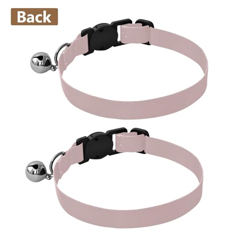 Sand Beige Collar for Kitten, 2 Pack Collar with Bell for Dog Puppy - color: Sand Beige