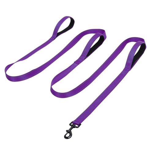 Jiozermi 10ft Dog Leash with 3 Handles, Heavy Duty Dog Lead with Padded Traffic Handle, Reflective Stitching Large Leash for Running Walking Training(Purple) - color: Purple