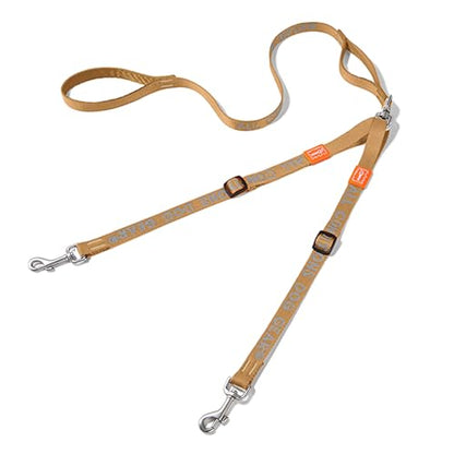 Double Dog Leash, No Tangle 360° Swivel, Adjustable Two Padded Handles, Double Clip Dog Leash Coupler Splitter Breeds (Brown, 4/5'' x 4.8 FT, Std) - color: Brown, size: Std M/L Handle