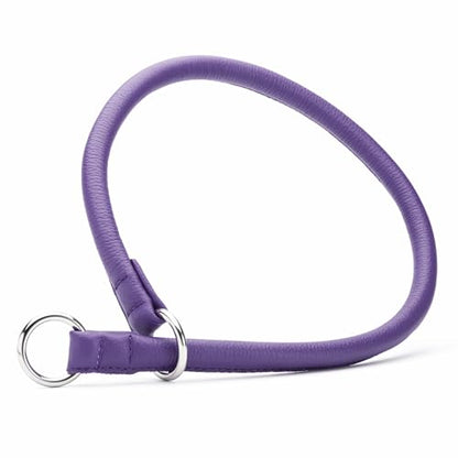 Dogline Soft and Padded Round Leather Choke Collar for Dogs (Purple, W1/3-in x L18-in) - color: Purple, size: W1/3-in x L18-in