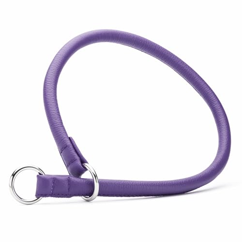 Dogline Soft and Padded Round Leather Choke Collar for Dogs (Purple, W1/4-in x L14-in) - color: Purple, size: W1/4-in x L14-in