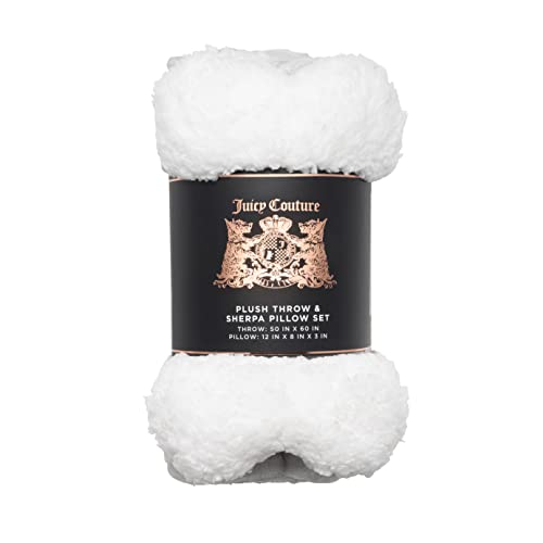 Juicy Couture Grey Paws and Stripes Dog Blanket with Sherpa Bone Shaped Pillow – Plush Puppy Blanket Throw, Breathable, Lightweight, Machine Washable, Cat Blanket for Small Medium & Large Pets - color: Grey Juicy Paws and Stars