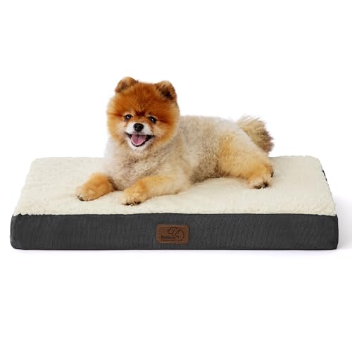 Bedsure Dog Bed for Small Dogs - Comfy Flat Puppy Beds with Removable Washable Cover, Orthopedic Egg Crate Foam Pet Mat, Suitable for Pet Up to 15 lbs - color: Grey, size: 24"L x 16"W x 3"Th