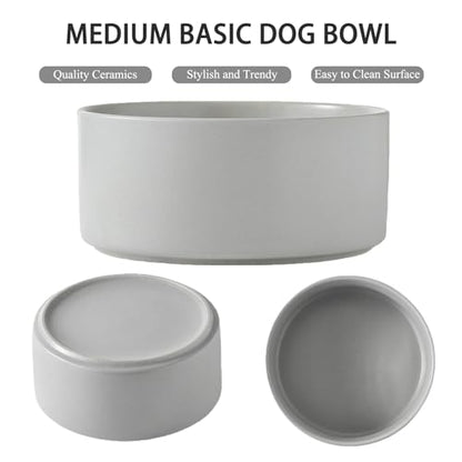 6'' Ceramic Dog Bowl - 30Oz Classic Dogs Food & Water Bowl for Small and Medium Breed Dogs, Heavy Duty Non-Slip Dog Dishes, Food Grade Stoneware Pet Bowl, Dishwasher & Microwave Safe, Grey - color: Bowl - Grey, size: 6 inch