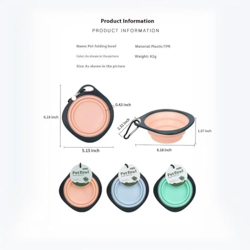 3 Piece Collapsible Pet Bowl Set with Carabiners 10.8oz Portable Foldable Feeding Water Bowls for Dogs Cats,Ideal for Outdoor Travel Walking Hiking（Pink Blue Green）