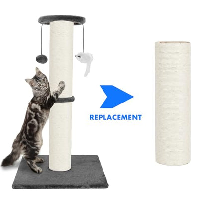 PowerKing Thick Natural Sisal Replacement Scratching Post,15.7" Length, 4.5" Thick, 2Pcs M8 Cat Scratch Post Refill Poles, Ideal for Refurbishment, Includes Screws, White - color: White, size: 15.7''+15.7'' (4.5'' Thick)