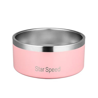 StarSpeed Stainless Steel Dog Bowl - Large Dog Water Bowl with Rubber Bottom, Drop Resistant, Keeps Cold, Holds 8 Cups (64oz, Pink) - color: Pink, size: 64oz