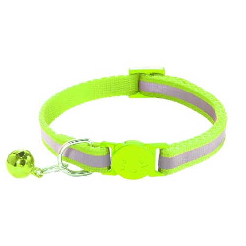 2 Pack Cat Collars - Reflective, Breakaway Design with Bells, Adjustable from 7.5 to 12.5 Inches, Ideal Kitten Collar for Both Girls & Boys (Fluorescent Green) - color: Fluorescent Green