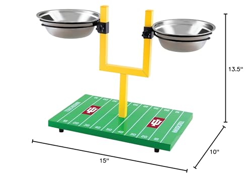 NCAA Indiana Hoosiers Goalpost Football Field Dog Feeder – Adjustable Elevated Dog Bowls with Stand, 2 Stainless Steel Bowls, Non-Slip Rubber Feet, Raised Pet Feeder for Large & Small Dogs - color: Indiana Hoosiers