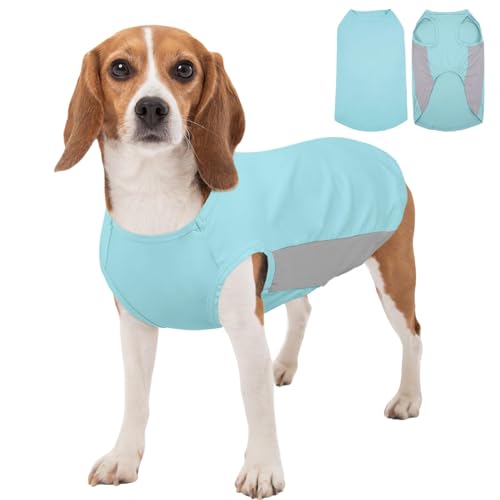 Kuoser Cooling Dog Shirt, Sun Protection Puppy T-Shirts Breathable Pet Summer Vest, Quick Dry Dog Summer Clothes for Large Dogs Boy Girl Blue XL - color: Blue, size: XL