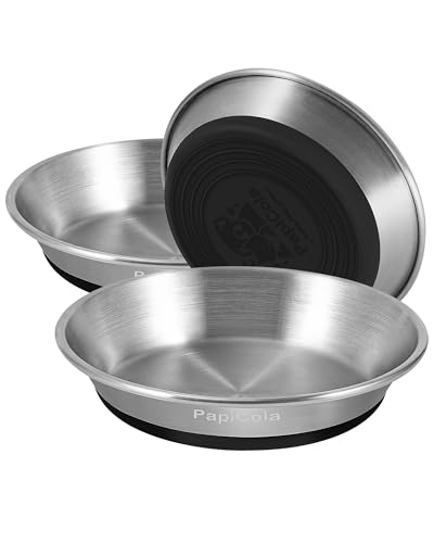 Stainless Steel Cat Bowls 3PCS, Non-Slip cat Food Dishes, Metal Pet Food and Water Bowls, Whisker Friendly with Wide and Shallow Design, 6.3'' Wide, 0.7mm Thick Steel, Ideal Pet Dish (3 PC-6.3in) - color: 3 PC-6.3in