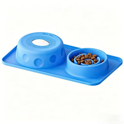 Slow Feeder Dog Lick Bowl with 3 Rolling Ball,Anti-Slip Silicone Puzzle Feeder for Liquid Treats,Bone Broth,Yogurt,Wet Food,Anxiety Relief Enrichment Lick Toy for All Dogs & Cats (2-in-1 Blue) - color: 2-in-1 Blue