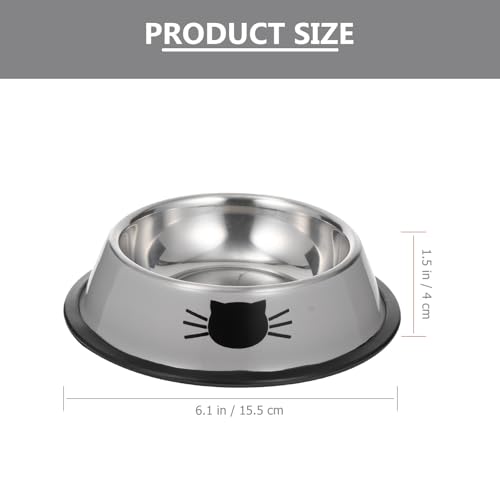 BESPORTBLE Thickened Stainless Steel Pet Bowl Set with Dual Food and Water Bowls Anti-Skid Base Gray Cat and Dog Feeding Dish for Indoor Use