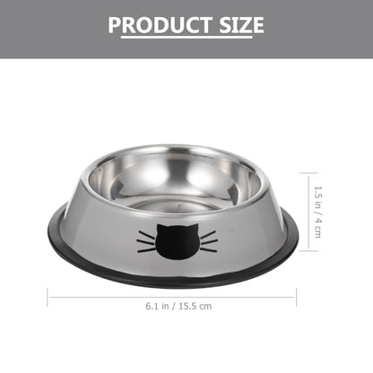 BESPORTBLE Thickened Stainless Steel Pet Bowl Set with Dual Food and Water Bowls Anti-Skid Base Gray Cat and Dog Feeding Dish for Indoor Use