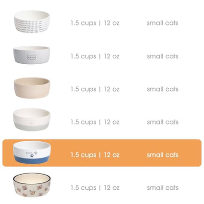 Pearhead Ceramic Cat Bowl – Navy Blue “Paws Off” Design, Holds 12 oz, Stoneware Pet Dish, Non-Skid Feeding Bowl - color: Navy Paws Off, size: Single Bowl
