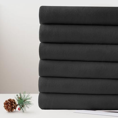 ZYFZCYBL Fleece Throw Blankets Lightweight Warm Soft Cozy Pet-Friendly Bulk Fleece Throw Blanket Solid for Home Bed, Sofa，Office,Gifts, Couch (Pack of 6-50 x 60 inch，Black) - color: Black