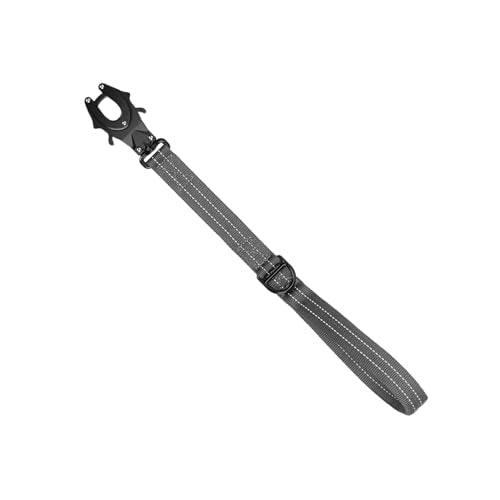 ICEFANG Short Dog Leash 25Inch Reflective Nylon Traffic Leash with Padded Handle,Heavy Duty Auto Lock Swivel Clip for Medium Large Dogs No Pull Training Walking (Grey, 25 Inch) - color: Grey, size: 25 Inch