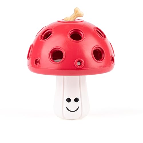 Fuzzl Eco Rubber Magic Shroom Puzzle Enrichment Toy - Red - Long Lasting Dog Treat Toys for Aggressive Chewers Strong Dog Toy for Dogs Durable Puppy Toys - style: Mushroom Red