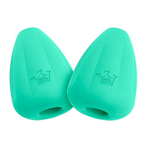Chew King by Mammoth Premium Treat Dispensing Dog Toy, Durable Natural Rubber Chew Toy, Safety Air Vent, Interactive Enrichment Toy for Aggressive Chewers, Medium Pack of 2- Teal