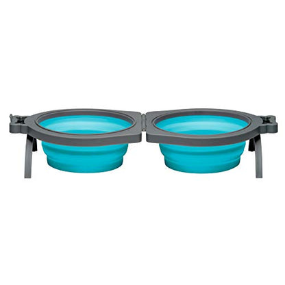 Loving Pets 73807992: Travel Double Diner Dog Bowl, Blue Md - color: Blue, size: Medium Travel Double Diner
