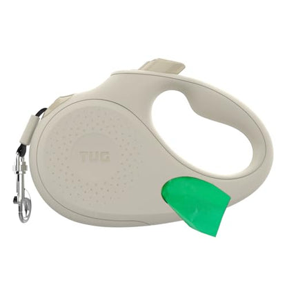TUG Oval 360° Tangle-Free Retractable Dog Leash with Integrated Waste Bag Dispenser (Large, Cream) - color: Cream, size: Large