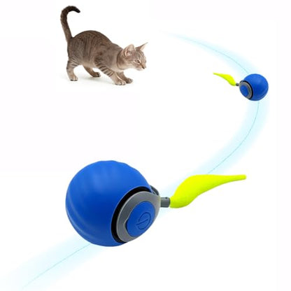 Speedy Ball 2.0 with Tail, Interactive Toys for Bored Indoor Cats Enrichment, Automatic Rolling Ball Kitten Exercise, Turbo Funny Self Play Moving Flying Toy 3.0, Electronic Pet Chase Mouse Games