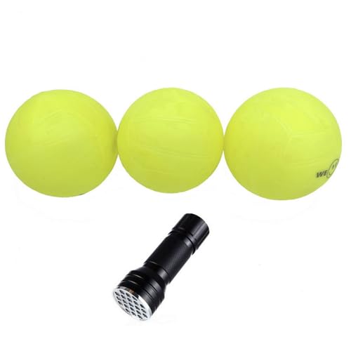 Spike Replacement Balls, Roundnet Game Extra Balls, Glow in The Dark Ball, Lawn Beach Water Pool, Yard Pong Bucket Toss Game Ball - Play at Night, Light Up for 20-30 Minutes - style: 3x Glow Balls with UV Flashlight