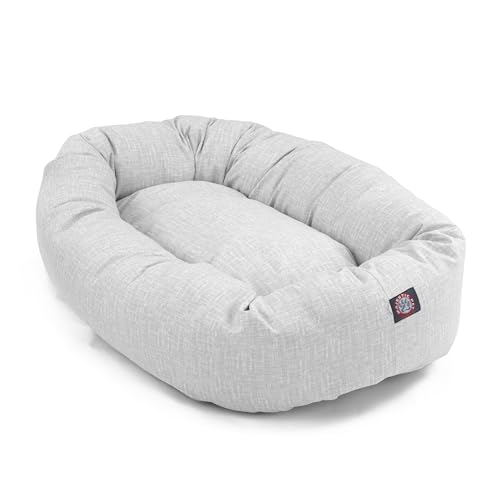 Majestic Pet 40 Inch Bagel Calming Dog Bed Washable – Cozy Soft Round Dog Bed with Spine Support for Dogs to Rest Their Head - Fluffy Donut Puppy Mat 40x29x9 (Inch) Large – Gray - color: Palette Heathered Gray