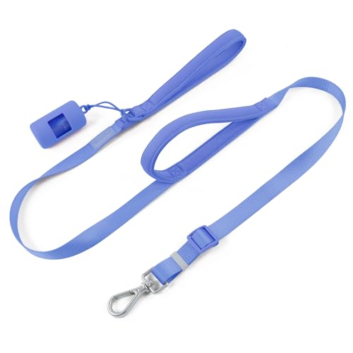 Dog Leash with Two Handles - Soft Padded Handles for Exact Control with Poop Bag Holder, Adjustable Length, Heavy Duty Lead for Medium and Large Dogs (Moonlight Blue, L|5.2 ft-6 ft) - color: Moonlight Blue, size: L