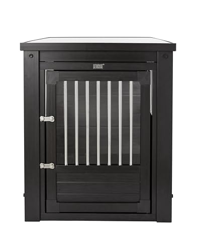 New Age Pet ECOFLEX InnPlace Dog Crate & End Table, Furniture-Style Indoor Kennel for Crate-Trained Dogs, Stainless Steel Spindles, 10-Year Warranty. 4 Colors, 4 Sizes - color: Black, size: 35.4"L x 24.0"W x 28.0"H