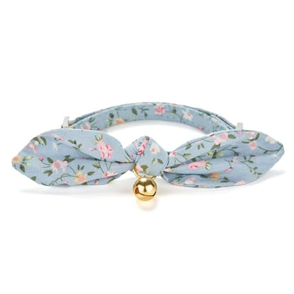 2 Pack Cotton Cat Collar, Removable Bowtie, Floral Pattern, Safety Breakaway Clasp, Adjustable for Cats.(Adult Cat, Pink+Grey) - color: 2 Pack (Pink+Grey)