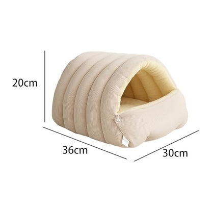 Winter Cave Warm Cat House Removable Cushion Convenient,PP Cottons Comfortable Washable Supplies Multifunctional, White M
