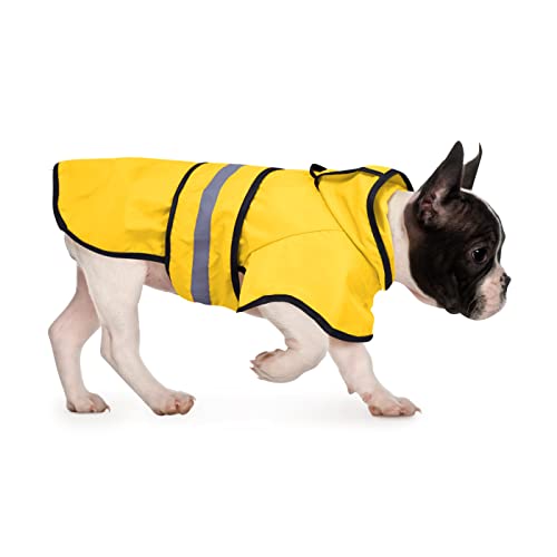 HDE Dog Raincoat Jacket Reflective Adjustable Hooded Pet Poncho Rain Coat with Leash Hole for Small to X-Large Dogs Yellow - S - color: Yellow, size: Small